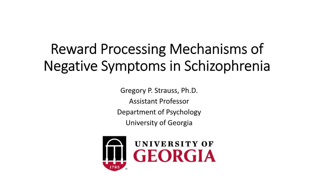 Negative Symptoms in Schizophrenia
