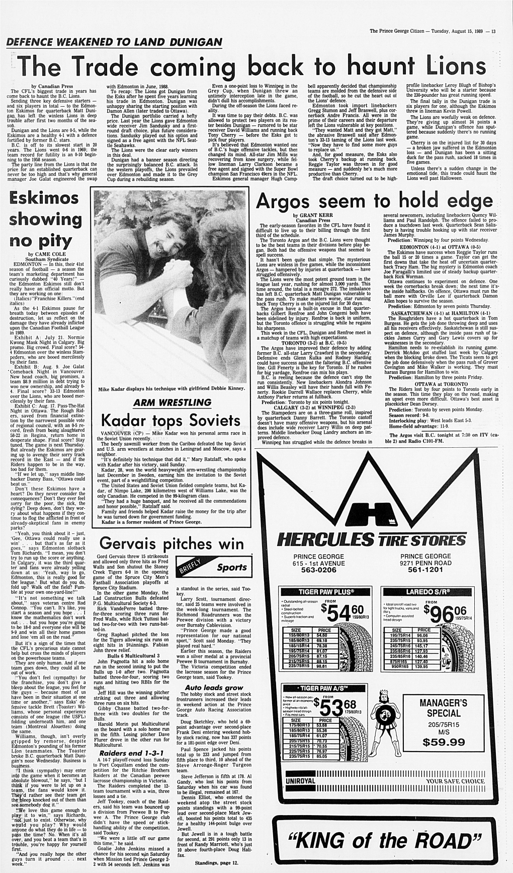 The Trade Coming Back to Haunt Lions by Canadian Press with Edmonton in June, 1988