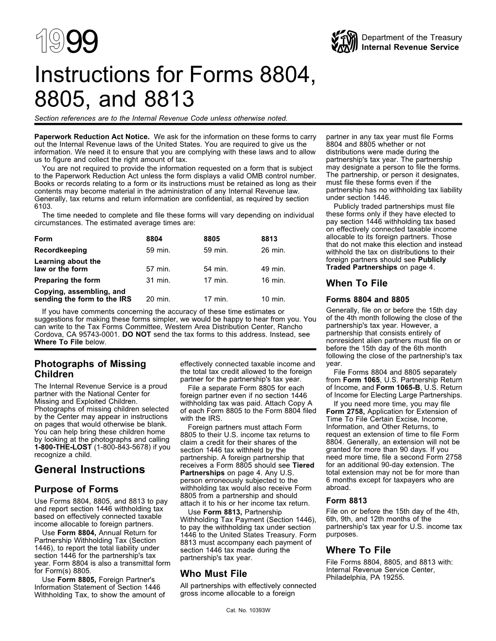 1999 Instructions for 8804