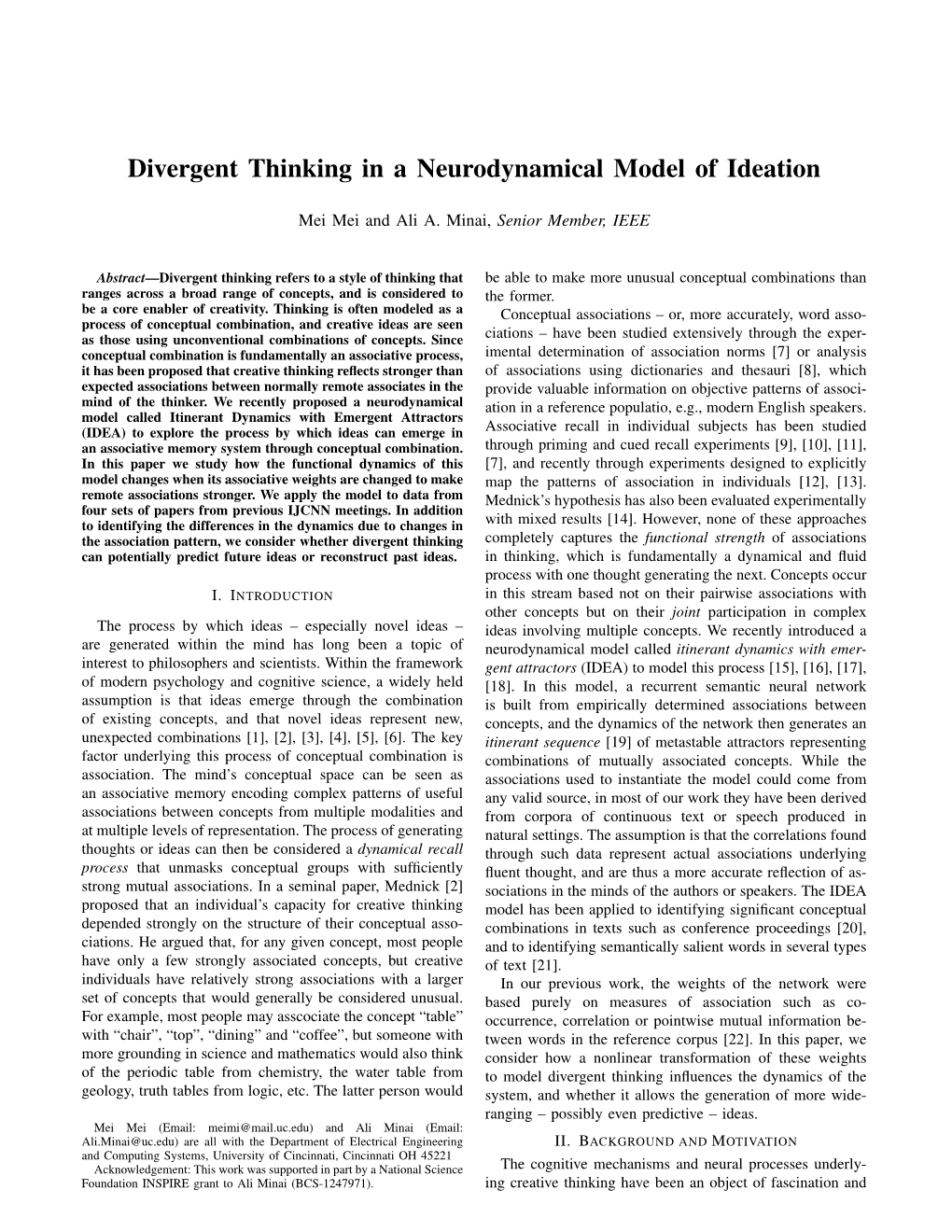 Divergent Thinking in a Neurodynamical Model of Ideation