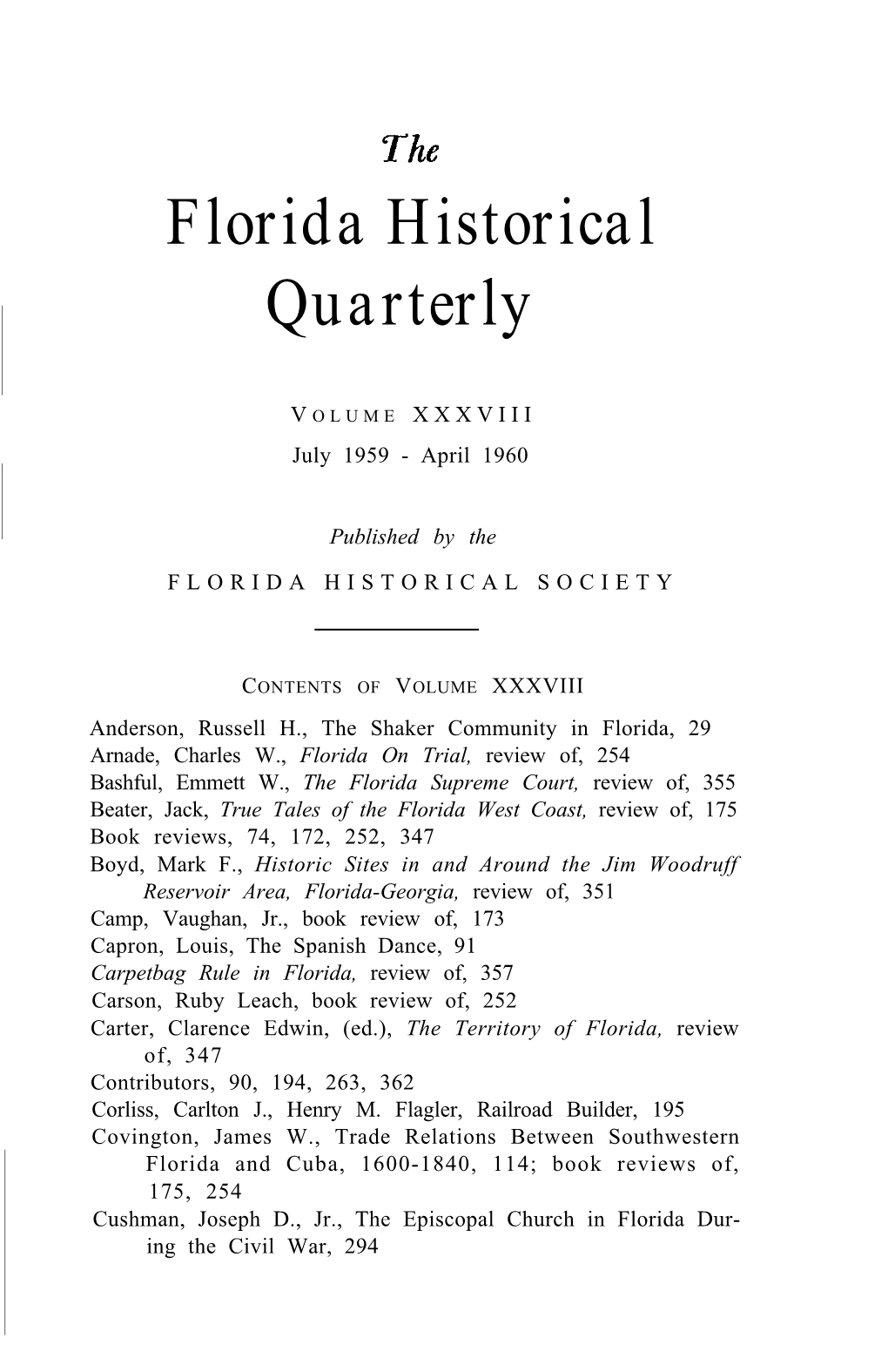 Florida Historical Quarterly