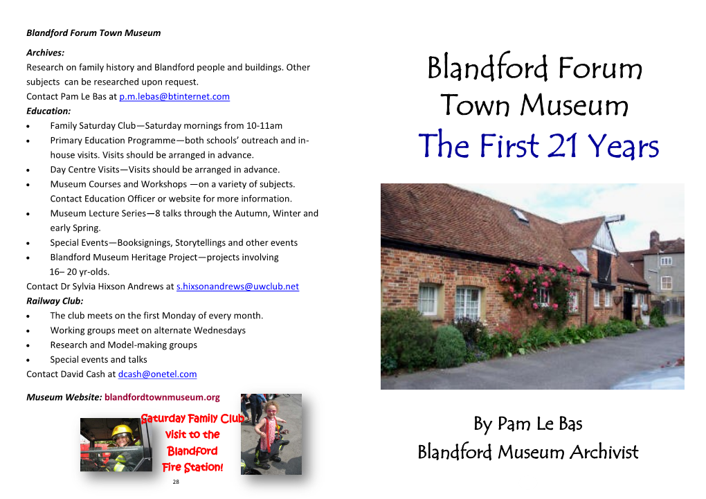 Blandford Museum, the First 21 Years