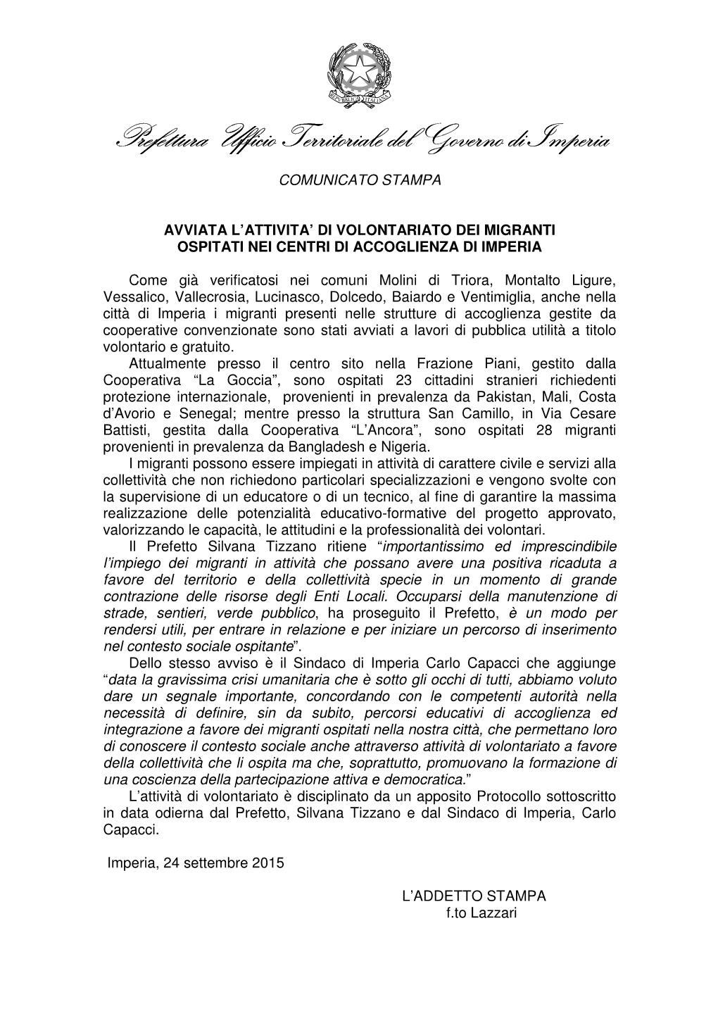 Prefettura U Fficio Territoriale Del Governo Di Imperia