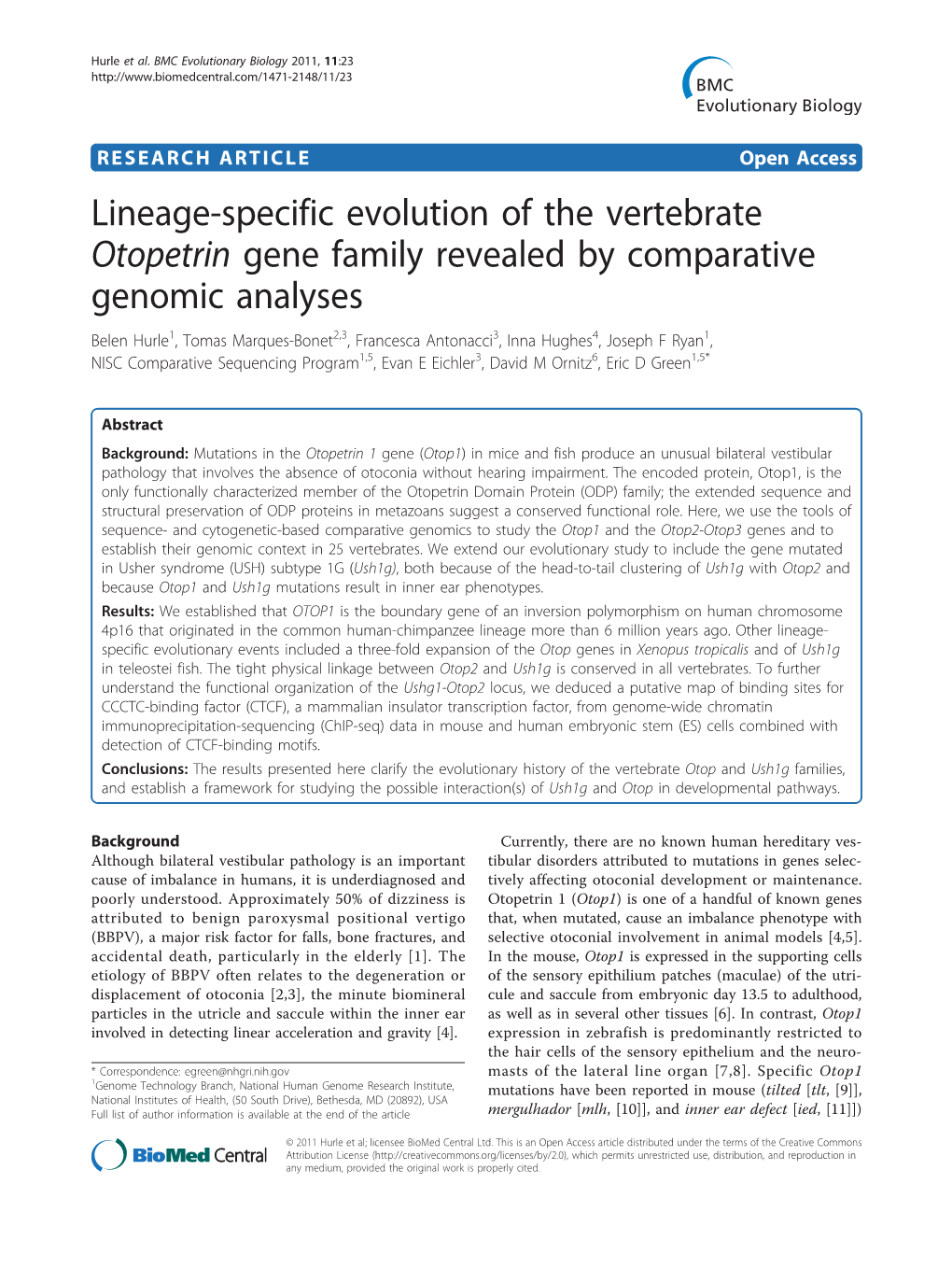 Lineage-Specific Evolution of the Vertebrate Otopetrin Gene Family Revealed by Comparative Genomic Analyses