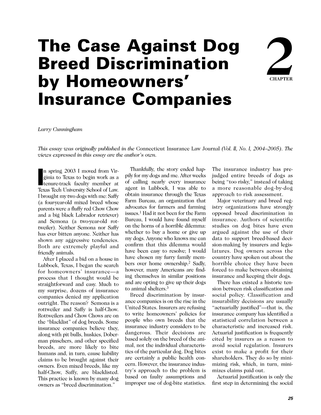 The Case Against Dog Breed Discrimination by Homeowners' Insurance Companies