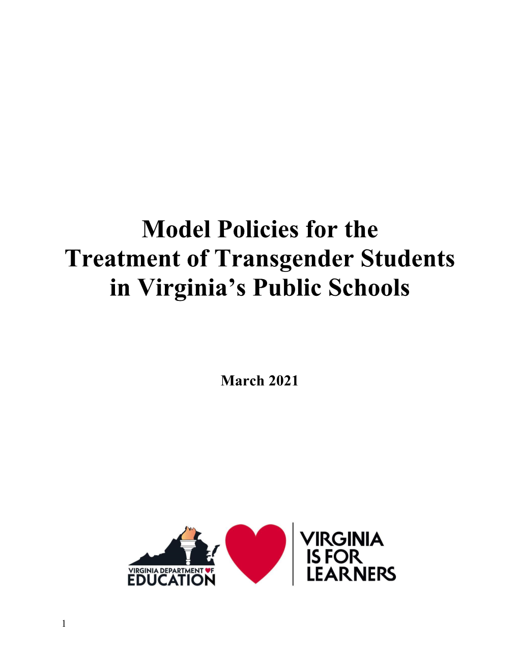 Model Policies for the Treatment of Transgender Students in Virgiinia