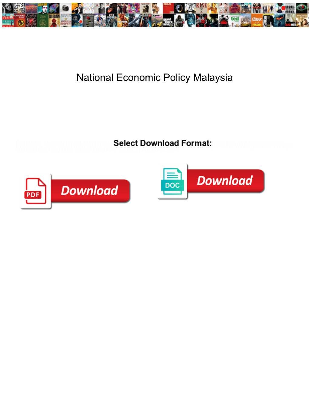 National Economic Policy Malaysia