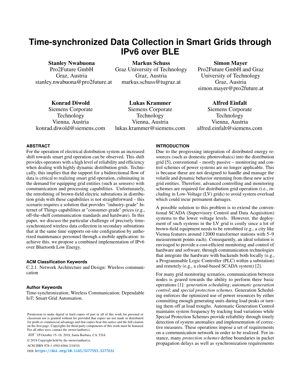 Time-Synchronized Data Collection in Smart Grids Through Ipv6 Over