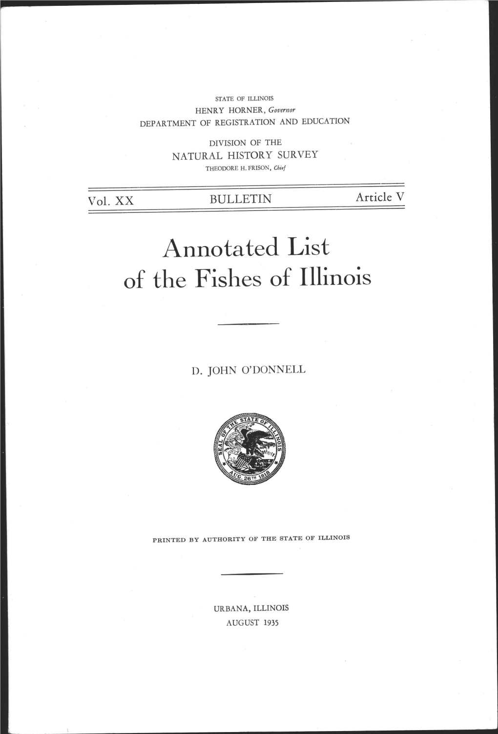 Annotated List of the Fishes of Illinois