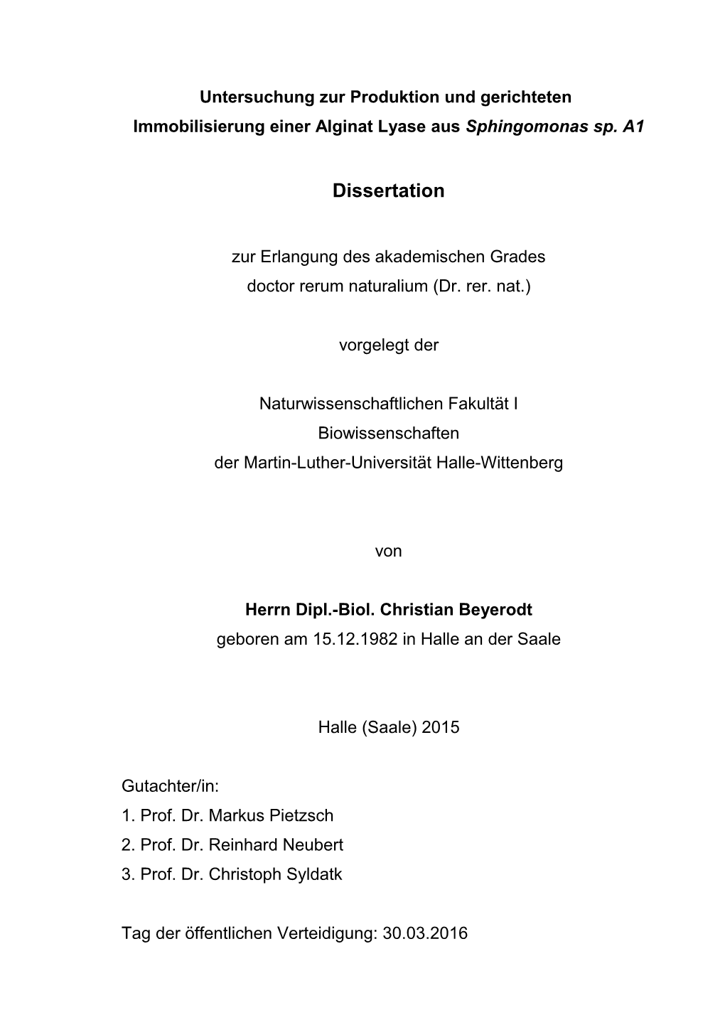 Enantioselektive Biotransformationen Zur Synthese Von Molekülen Mit