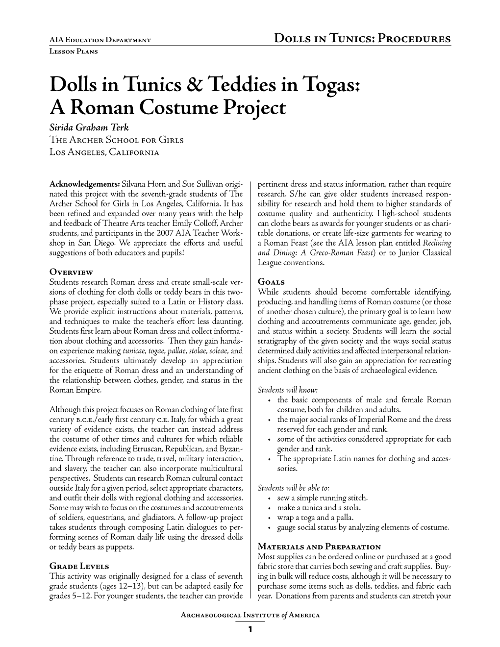 Dolls in Tunics & Teddies in Togas