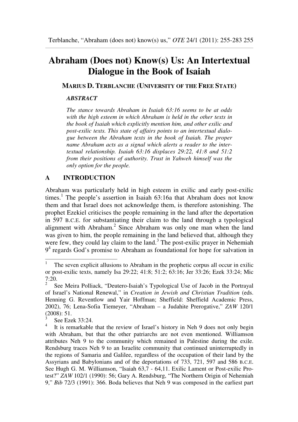 (Does Not) Know(S) Us: an Intertextual Dialogue in the Book of Isaiah
