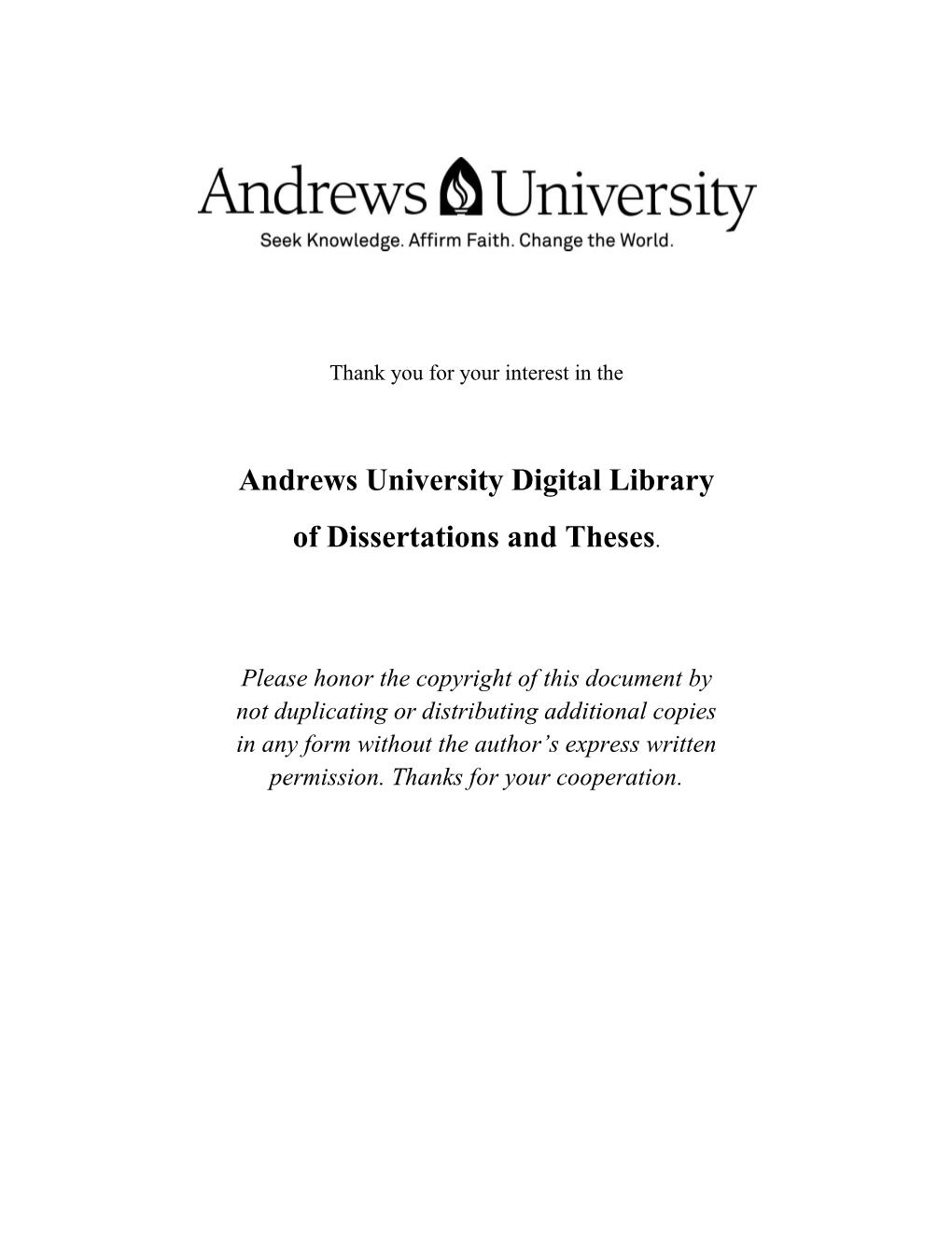 Andrews University Digital Library of Dissertations and Theses