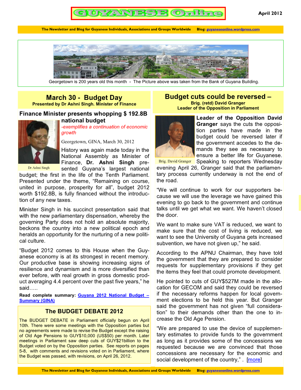 25 – Guyanese Online Newsletter – April 2012