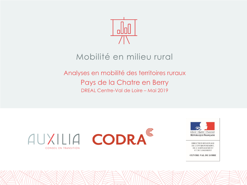 Analyses En Mobilité Des Territoires Ruraux Pays De La Chatre En Berry DREAL Centre-Val De Loire – Mai 2019