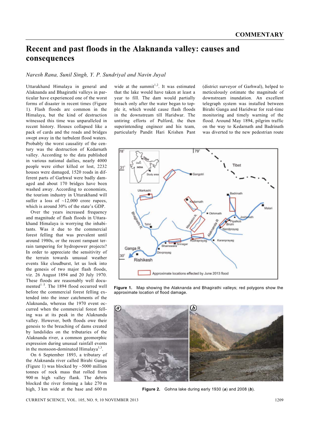 Recent and Past Floods in the Alaknanda Valley: Causes and Consequences
