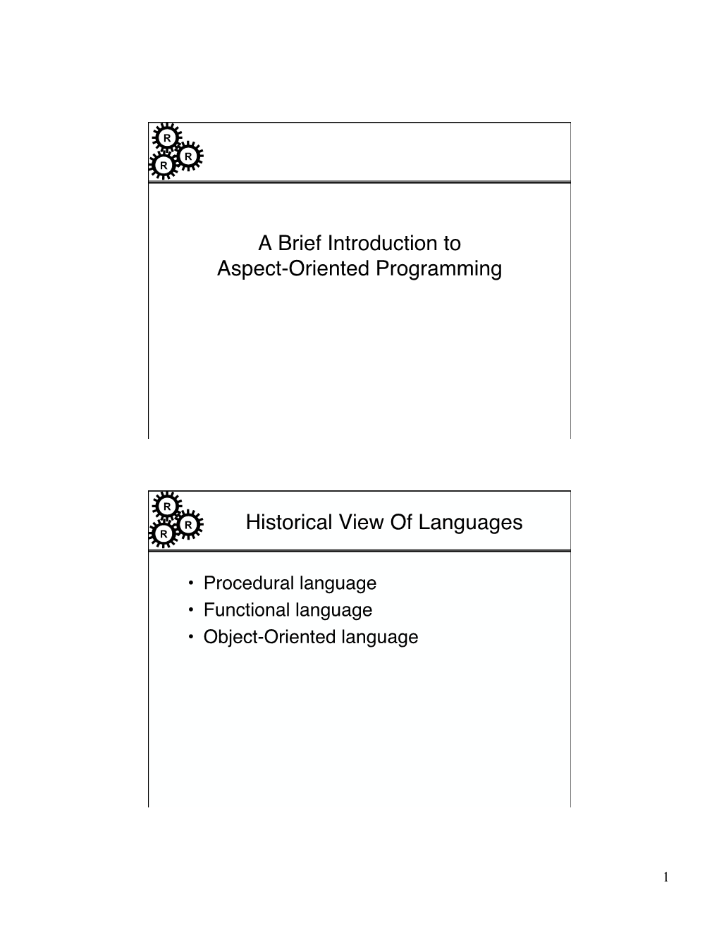 A Brief Introduction to Aspect-Oriented Programming