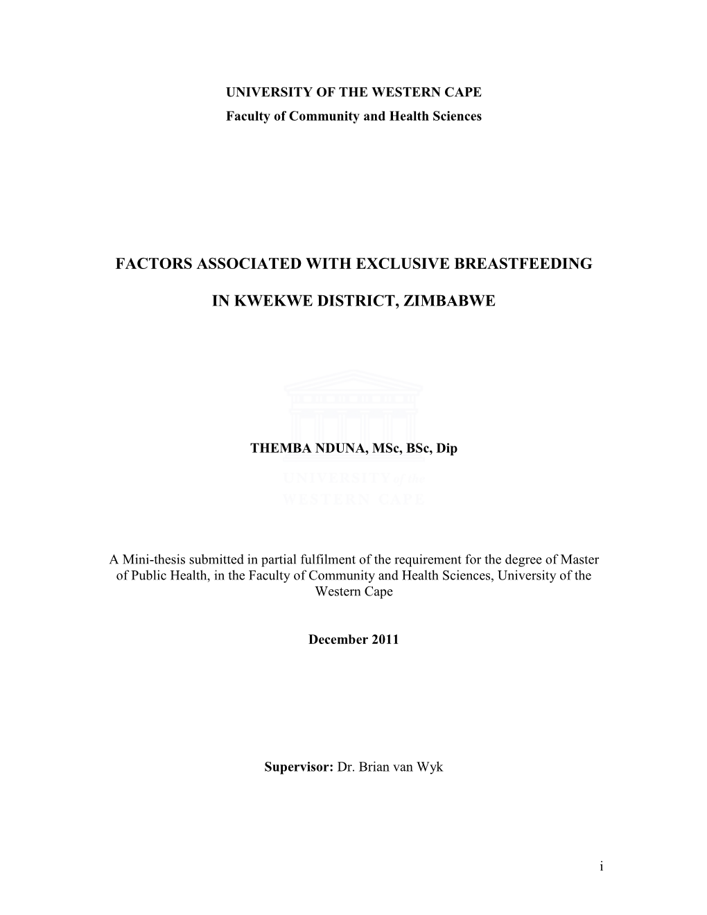 Factors Associated with Exclusive Breastfeeding in Accra, Ghana