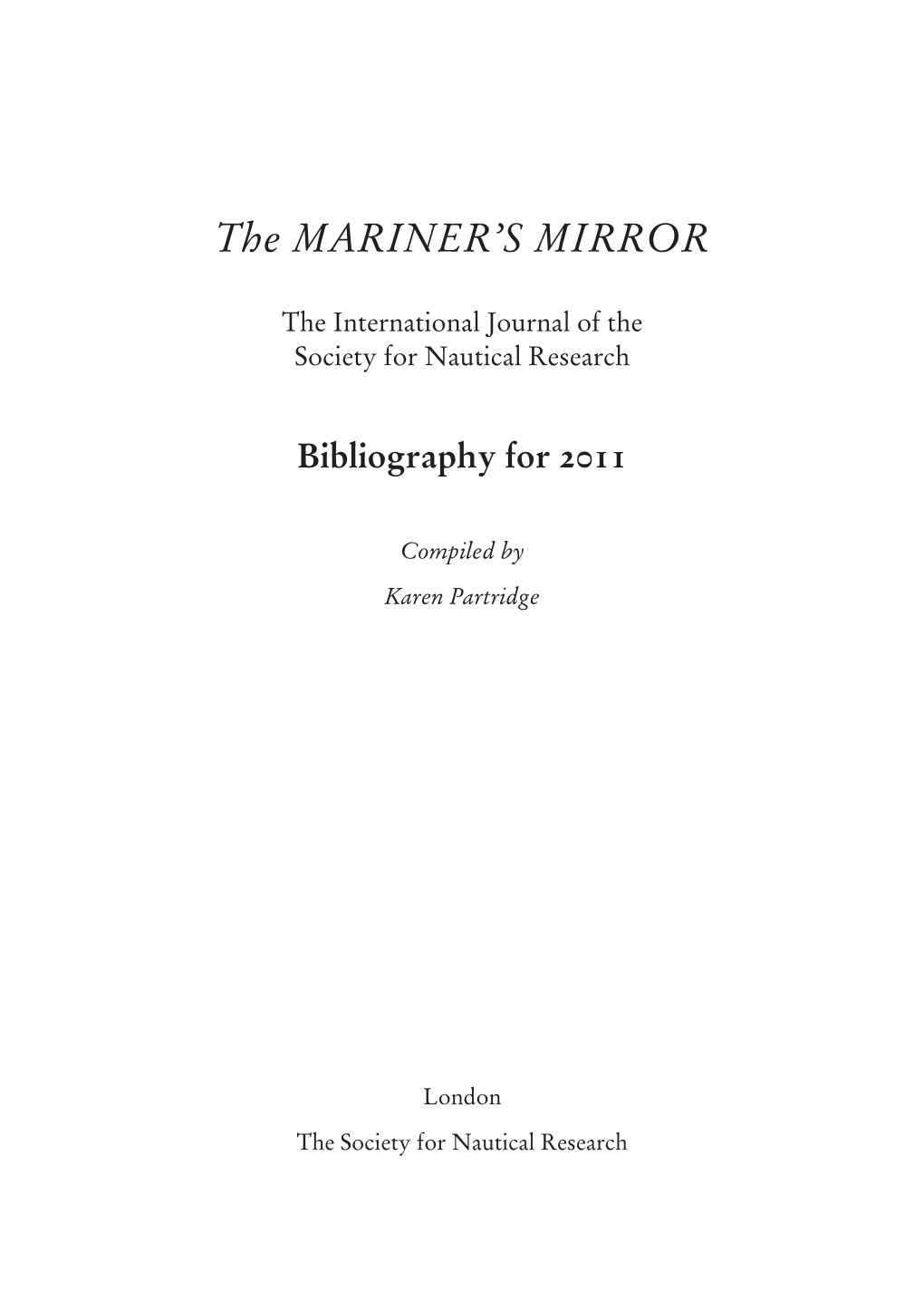 The MARINER's MIRROR