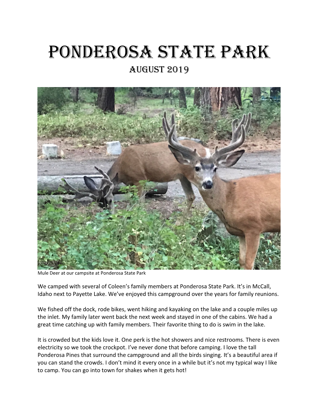 Ponderosa State Park August 2019