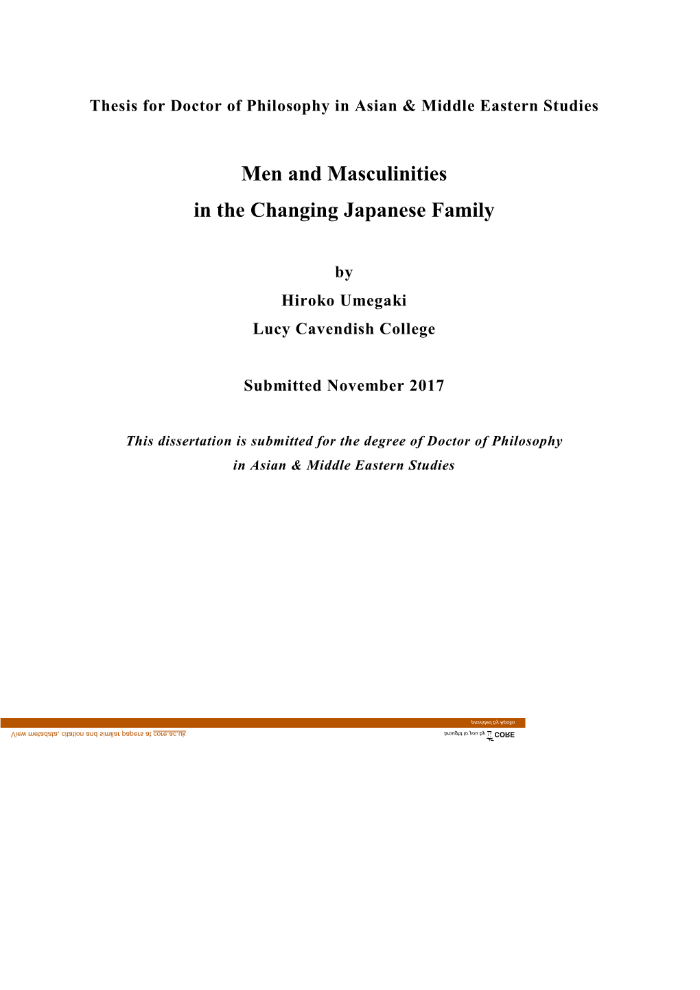 Men and Masculinities in the Changing Japanese Family