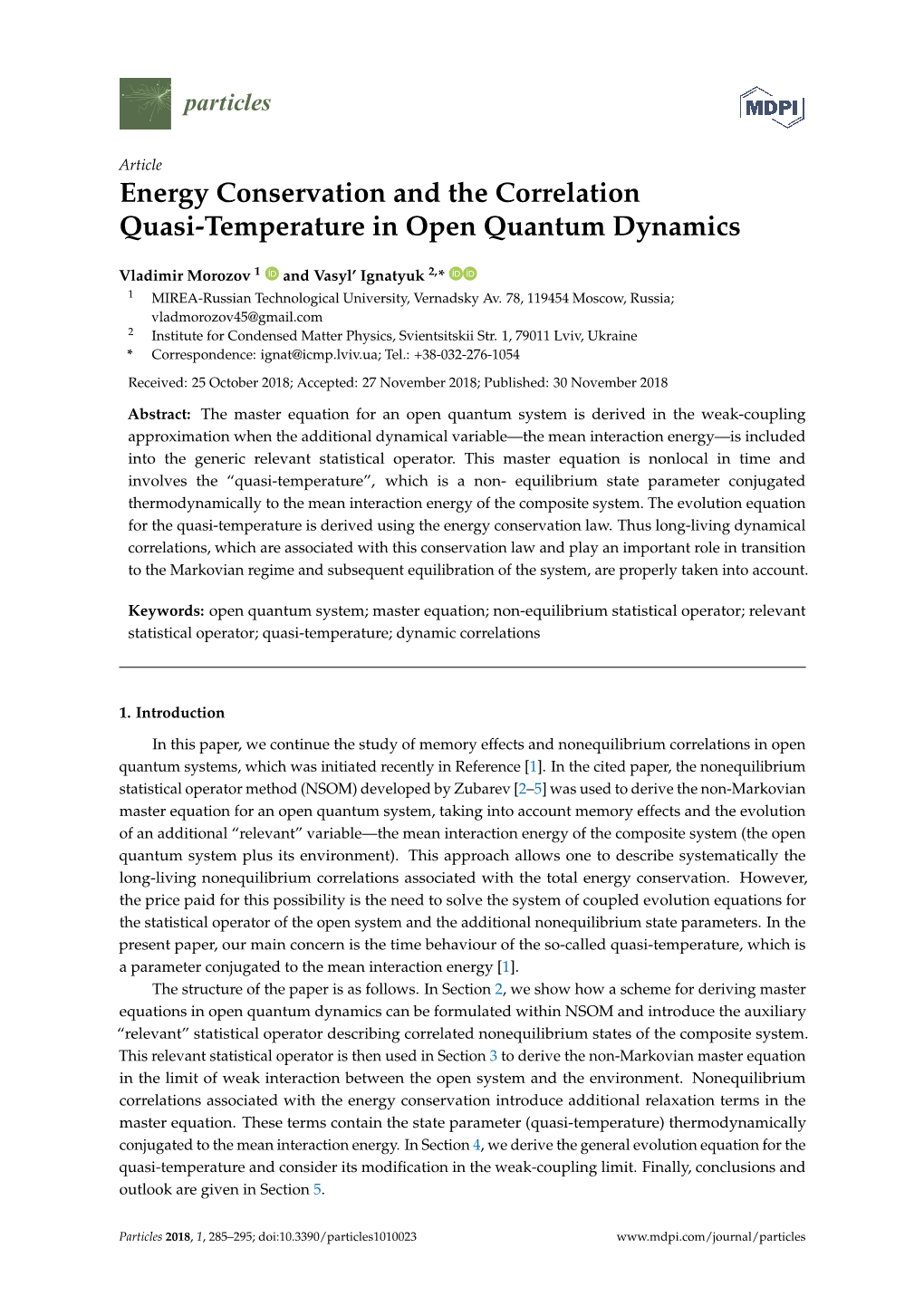 Energy Conservation and the Correlation Quasi-Temperature in Open Quantum Dynamics