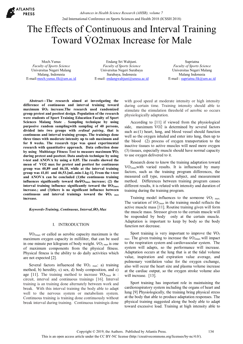 The Effects of Continuous and Interval Training Toward V̇o2max