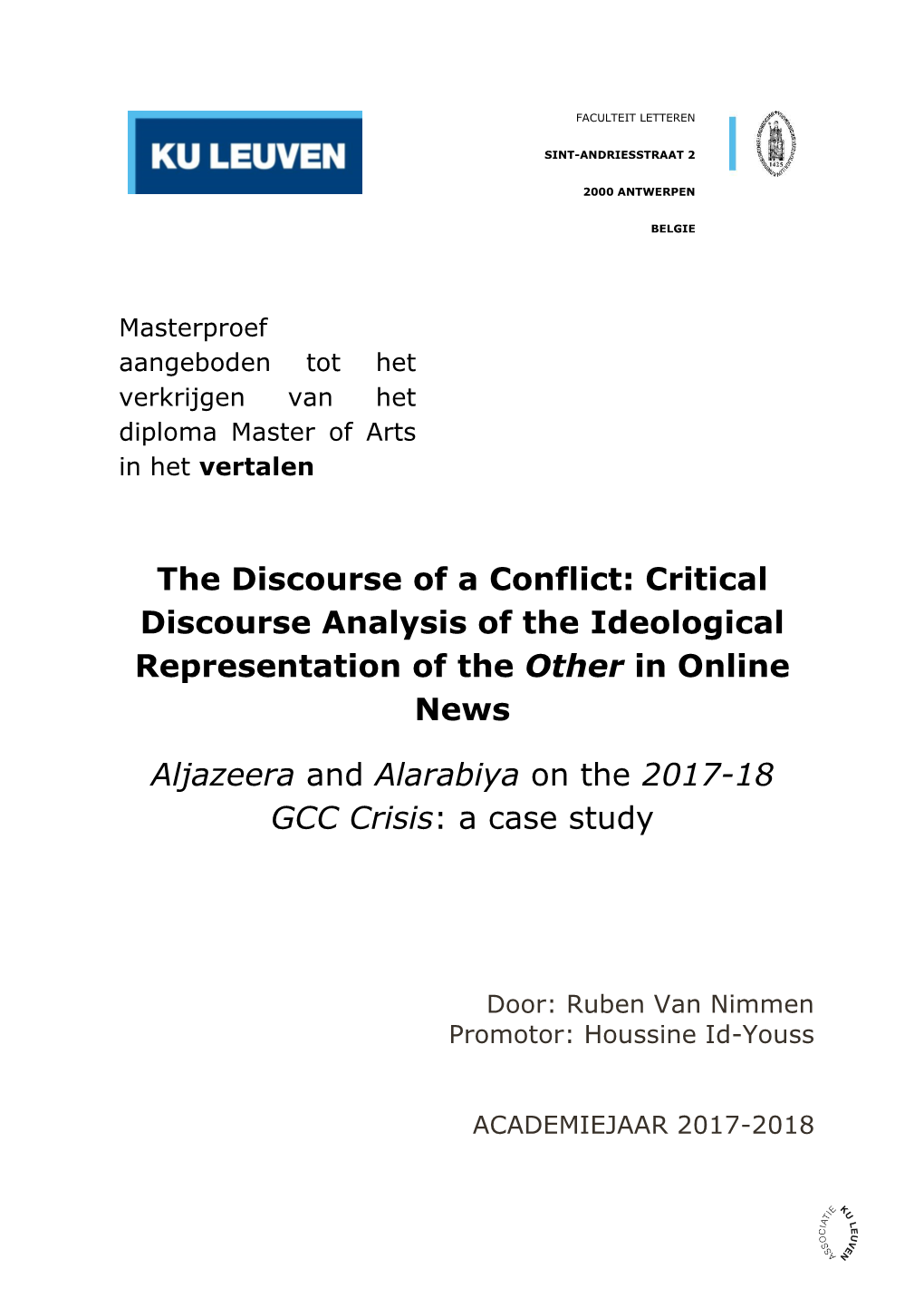 The Discourse of a Conflict: Critical Discourse Analysis of the Ideological Representation of the Other in Online News