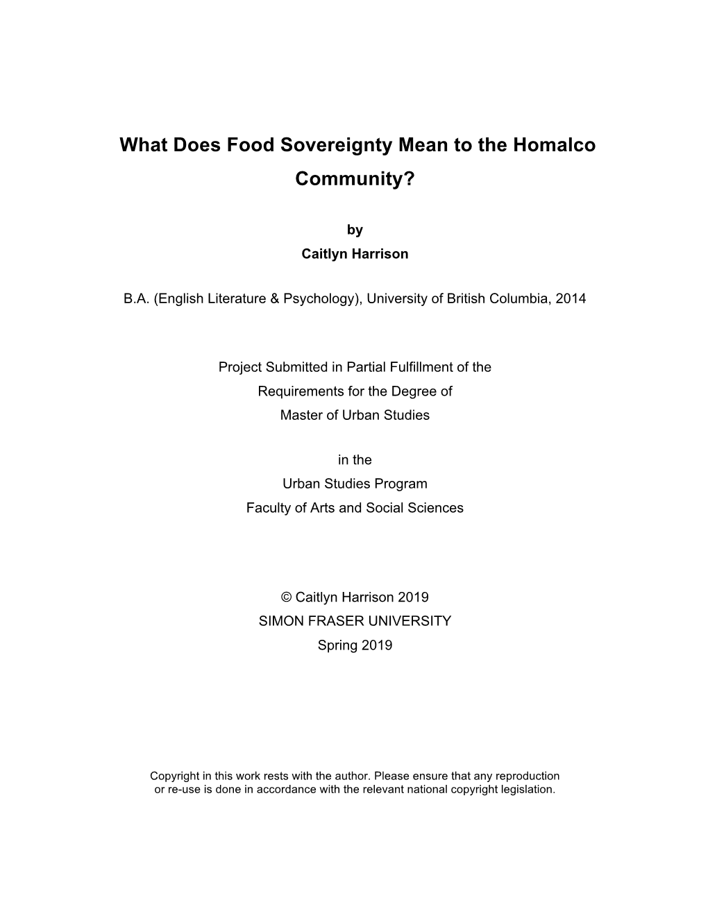 What Does Food Sovereignty Mean to the Homalco Community?