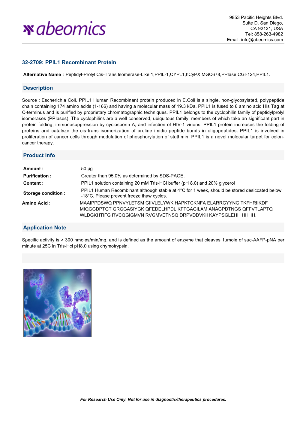 32-2709: PPIL1 Recombinant Protein Description Product Info Application