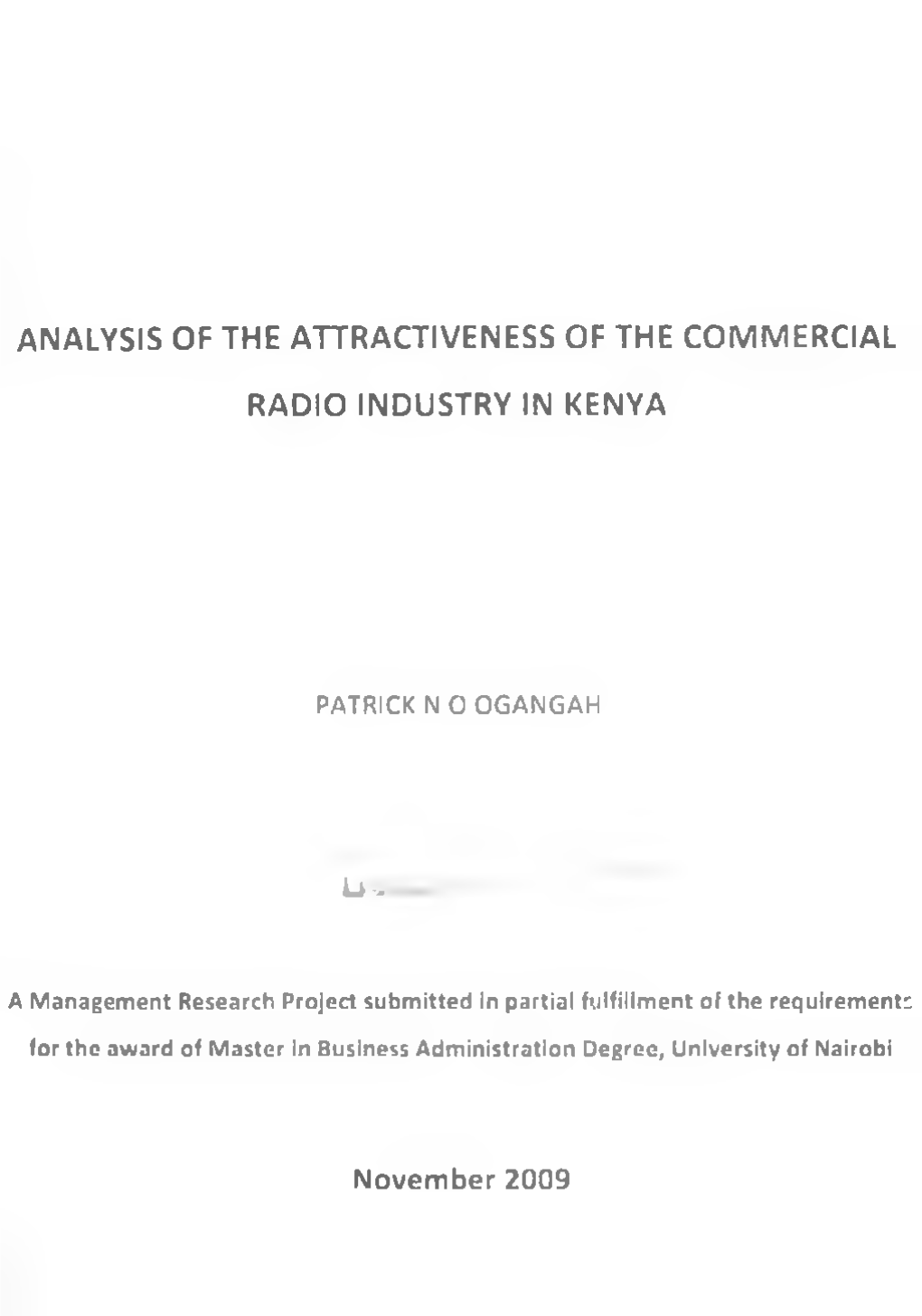 Analysis of the Attractiveness of the Commercial Radio Industry in Kenya