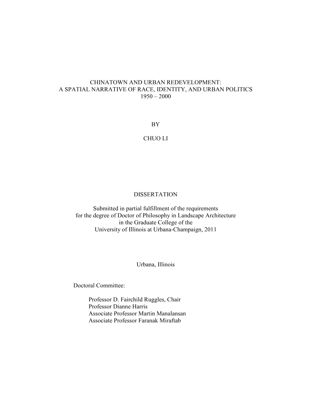 Chinatown and Urban Redevelopment: a Spatial Narrative of Race, Identity, and Urban Politics 1950 – 2000