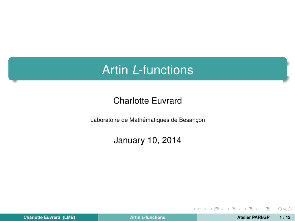 Artin L-Functions