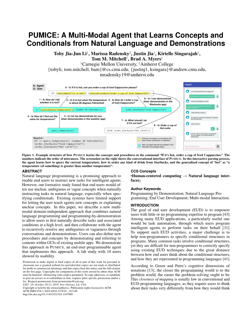 PUMICE: a Multi-Modal Agent That Learns Concepts and Conditionals