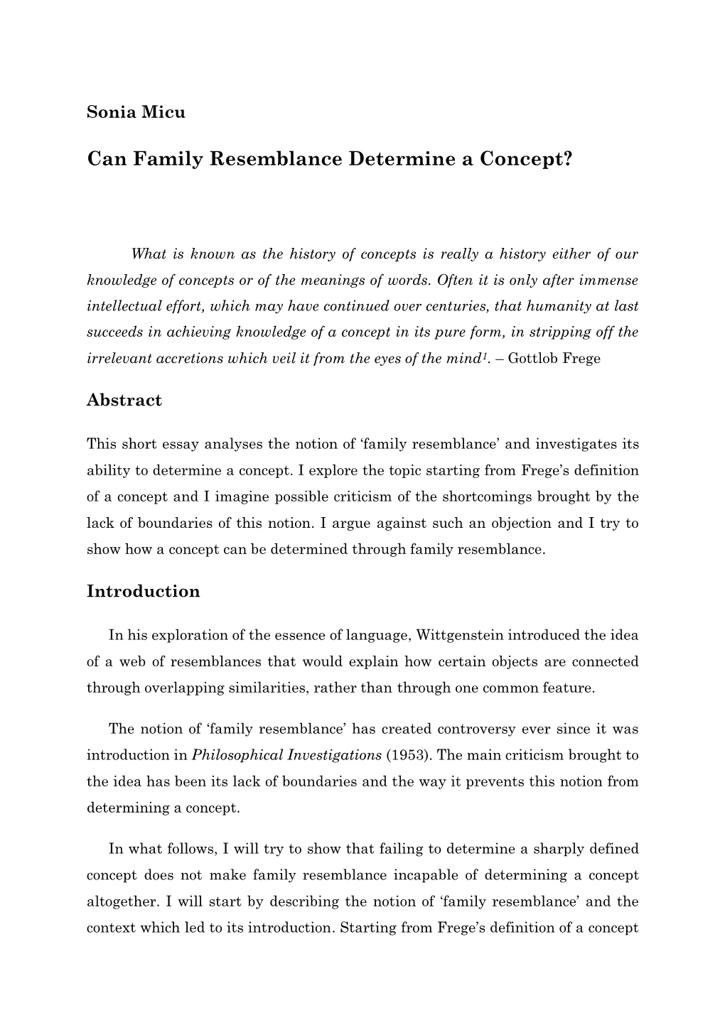 Can Family Resemblance Determine a Concept?