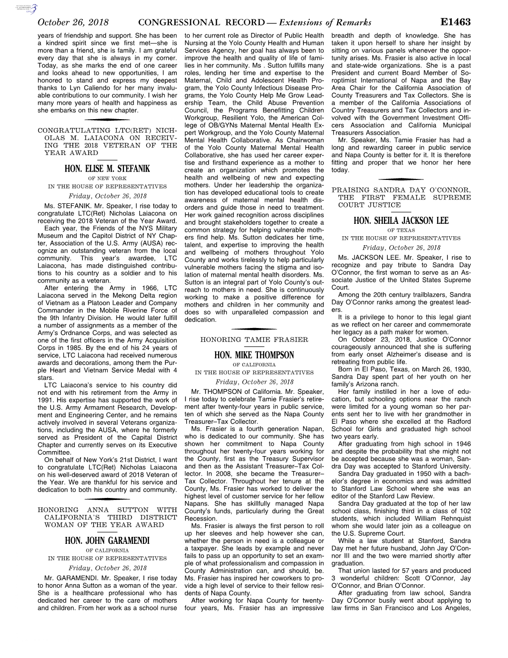 CONGRESSIONAL RECORD— Extensions of Remarks E1463 HON