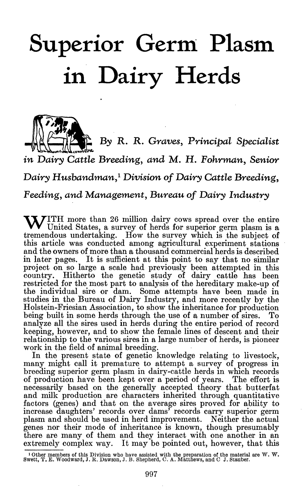 Superior Germ Plasm in Dairy Herds