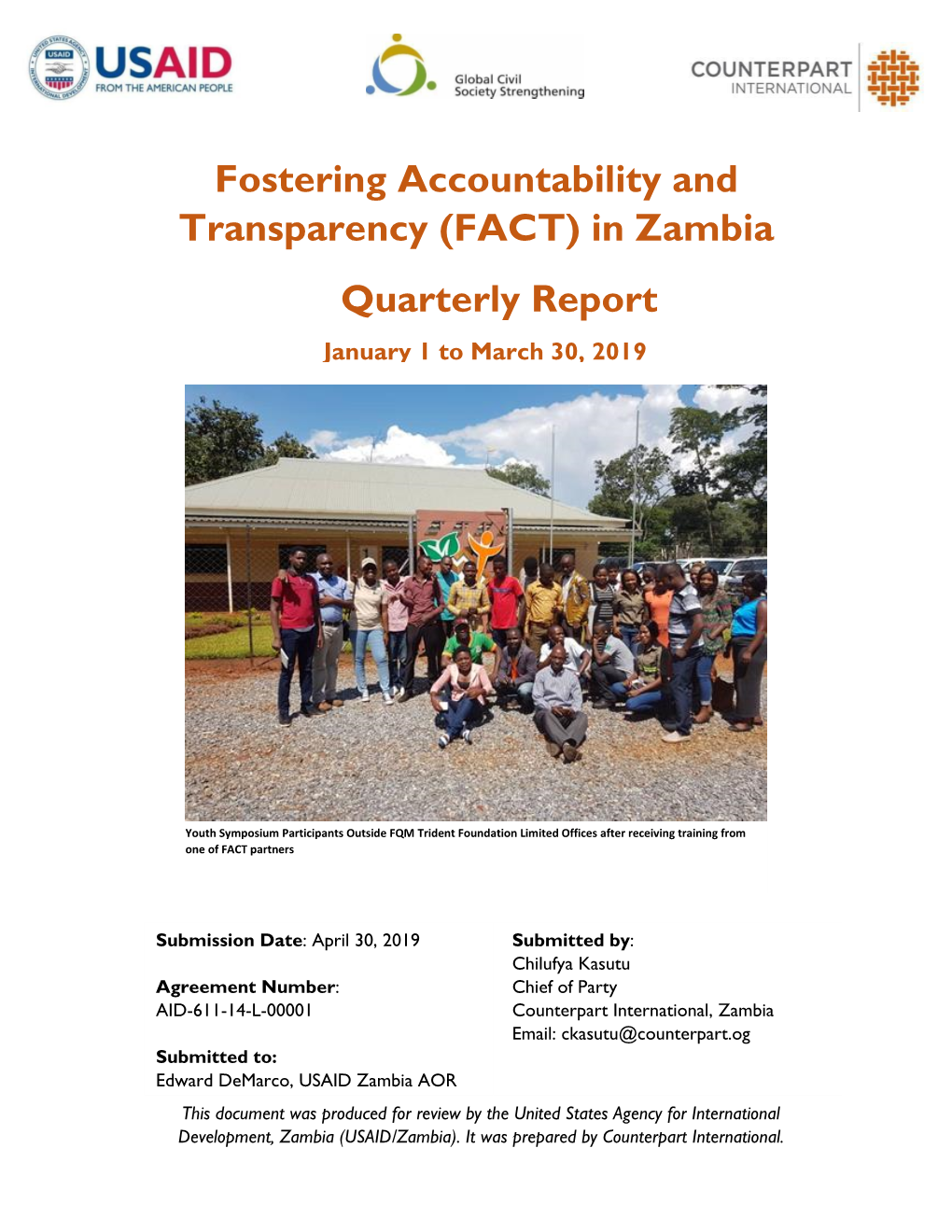 Fostering Accountability and Transparency (FACT) in Zambia Quarterly Report