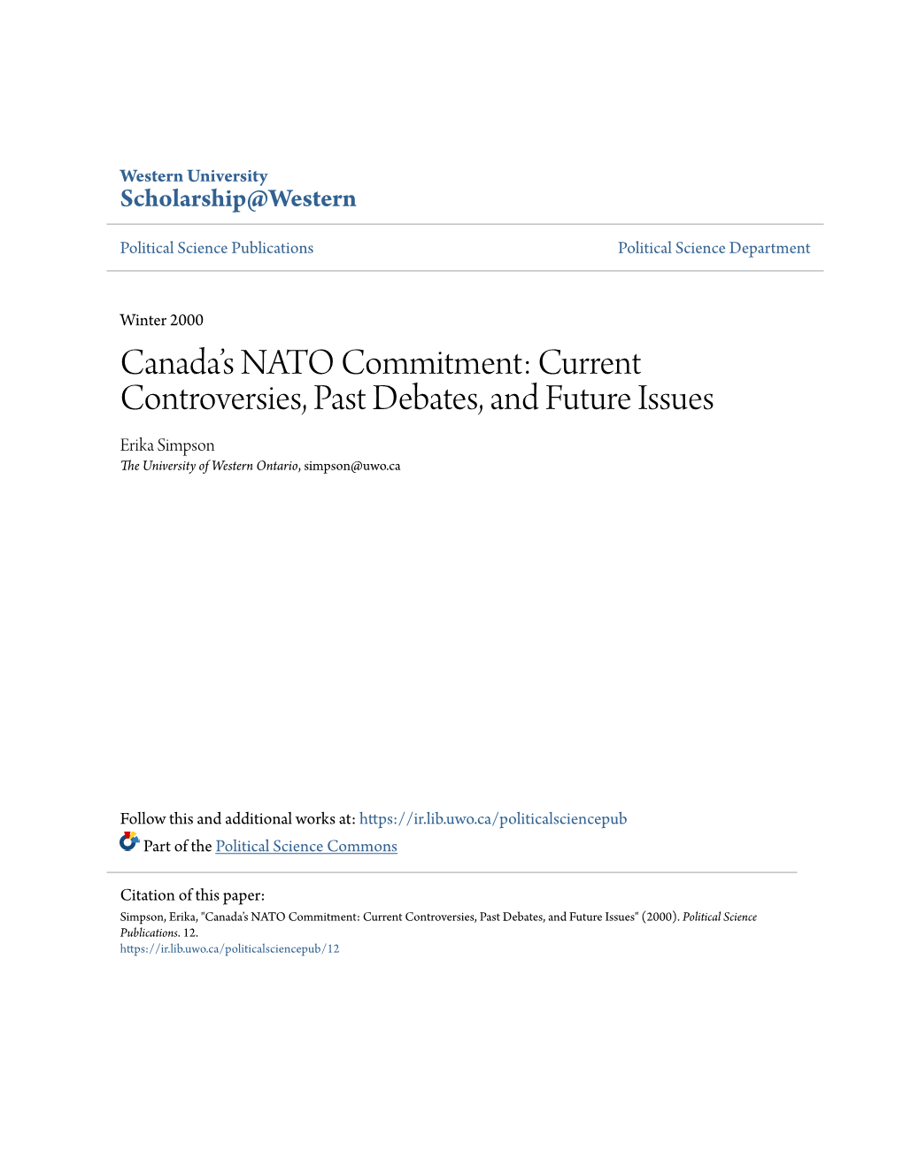 Canada's NATO Commitments