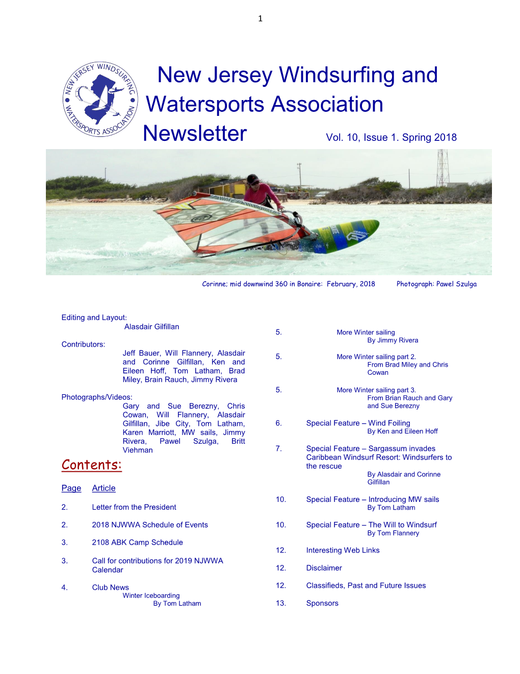 New Jersey Windsurfing and Watersports Association Newsletter