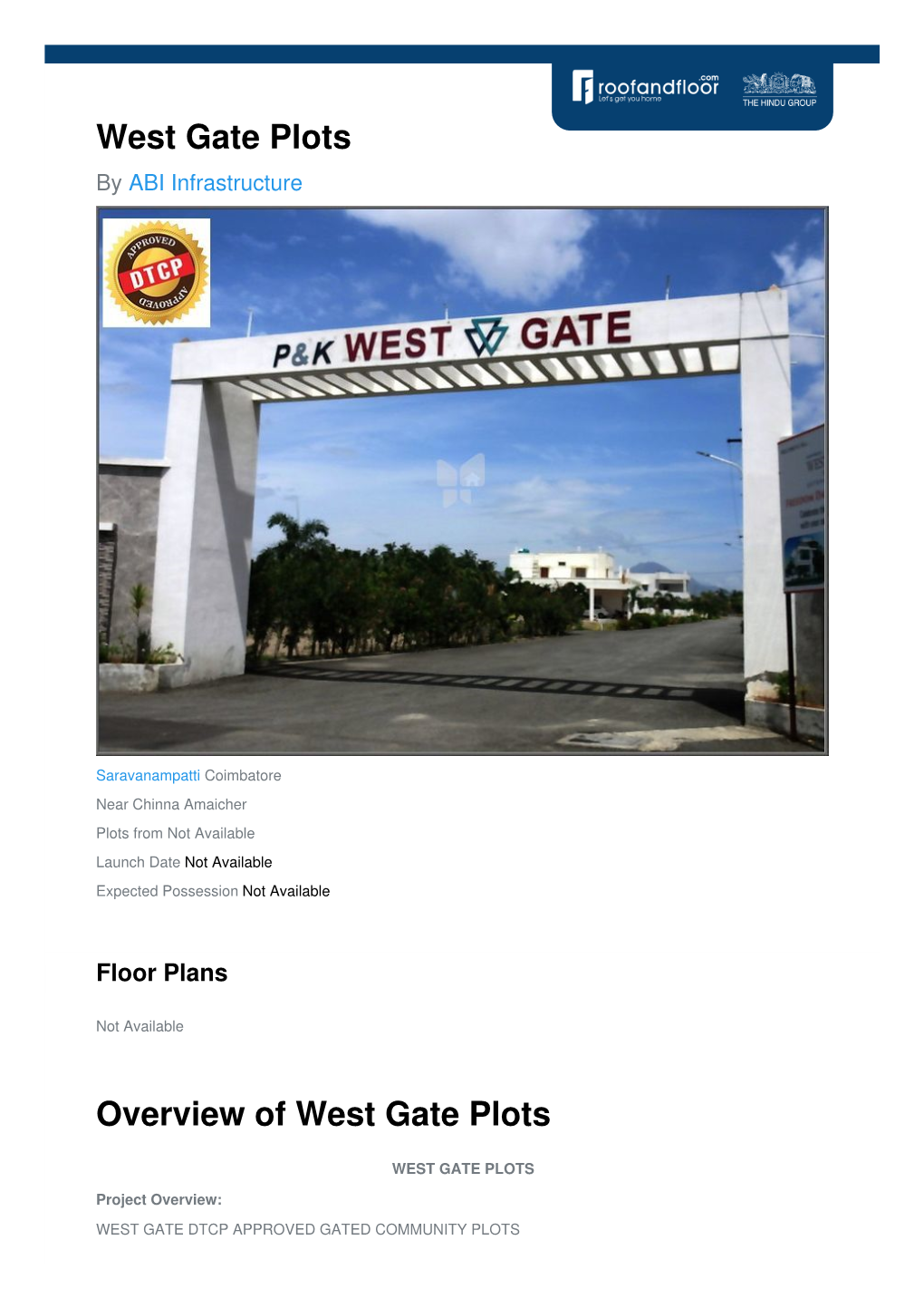 West Gate Plots by ABI Infrastructure