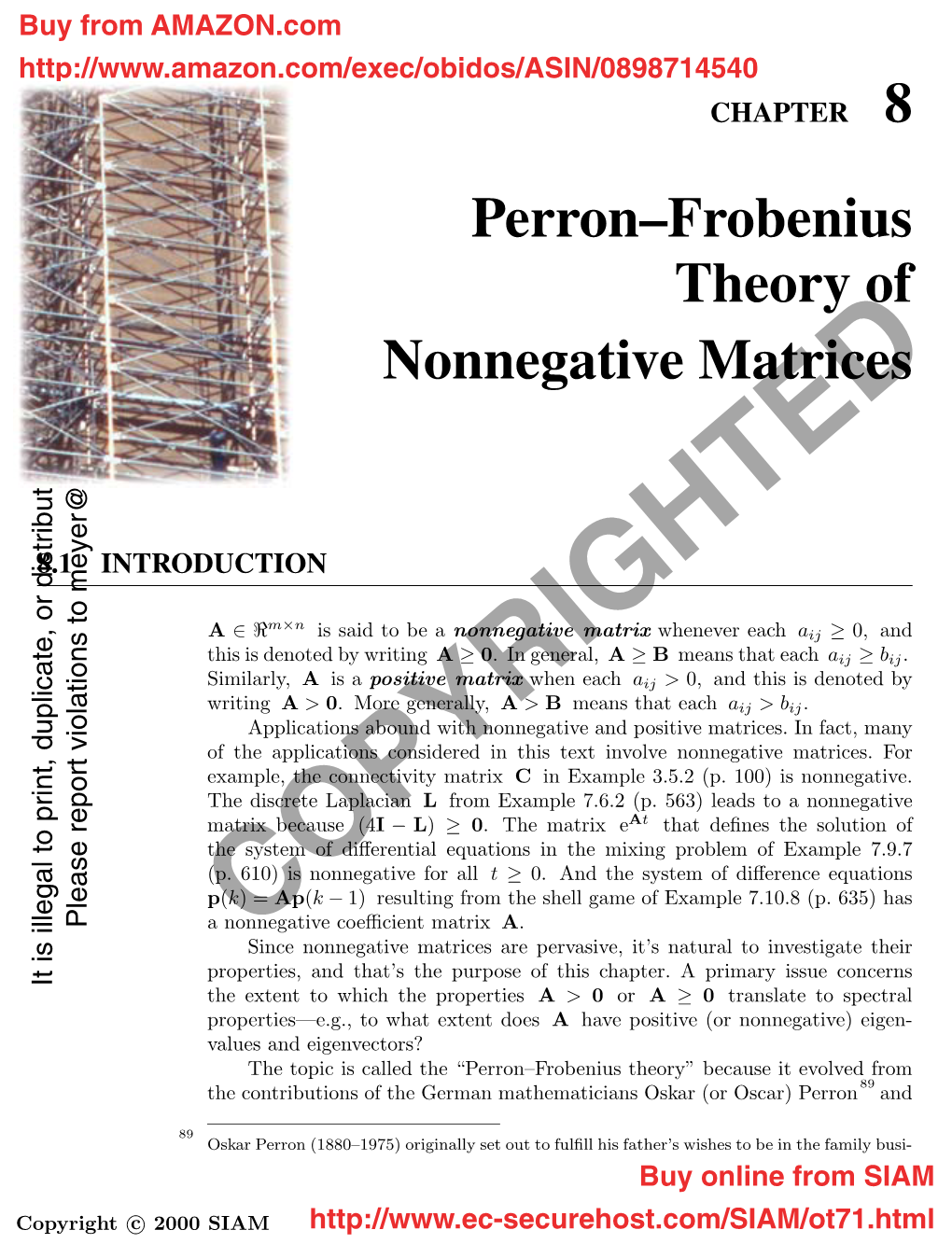 Perron–Frobenius Theory of Nonnegative Matrices
