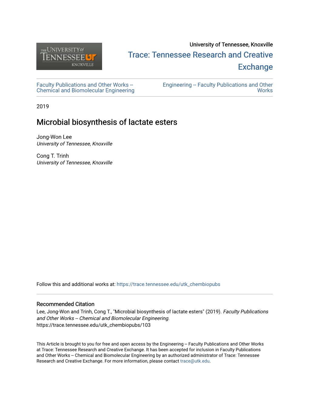 Microbial Biosynthesis of Lactate Esters