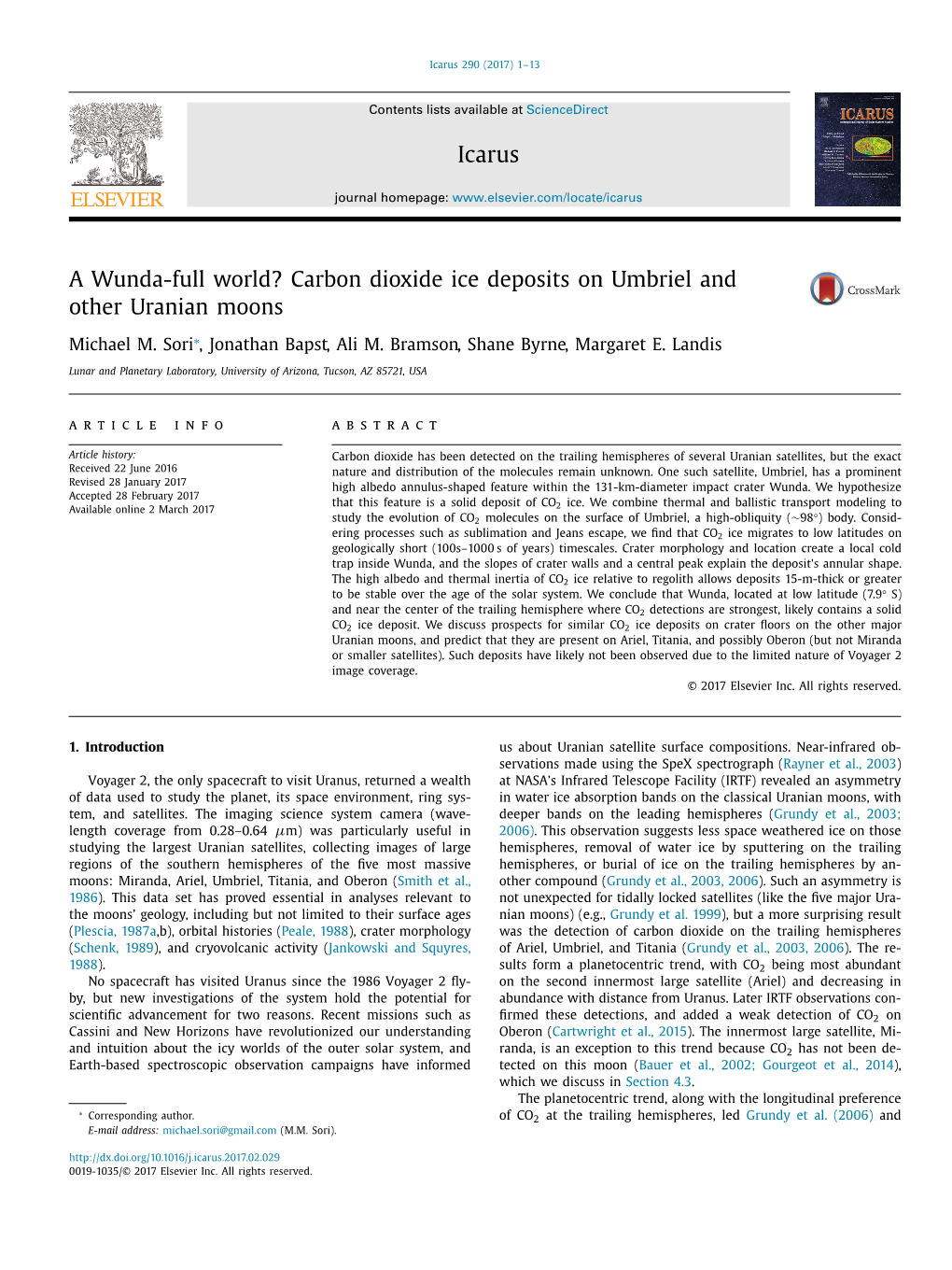 A Wunda-Full World? Carbon Dioxide Ice Deposits on Umbriel and Other Uranian Moons