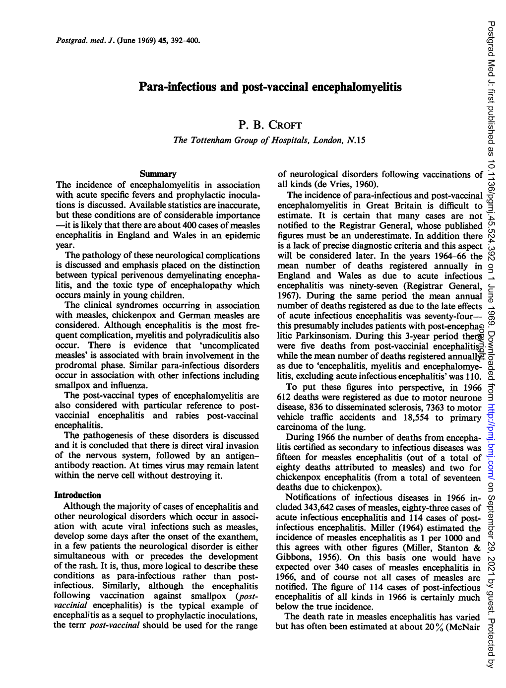 Para-Infectious and Post-Vaccinal Encephalomyelitis