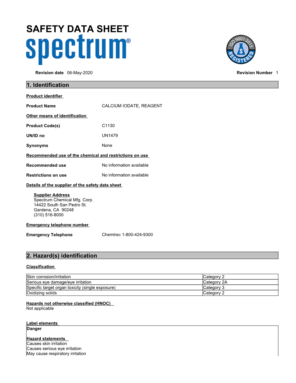 Safety Data Sheet