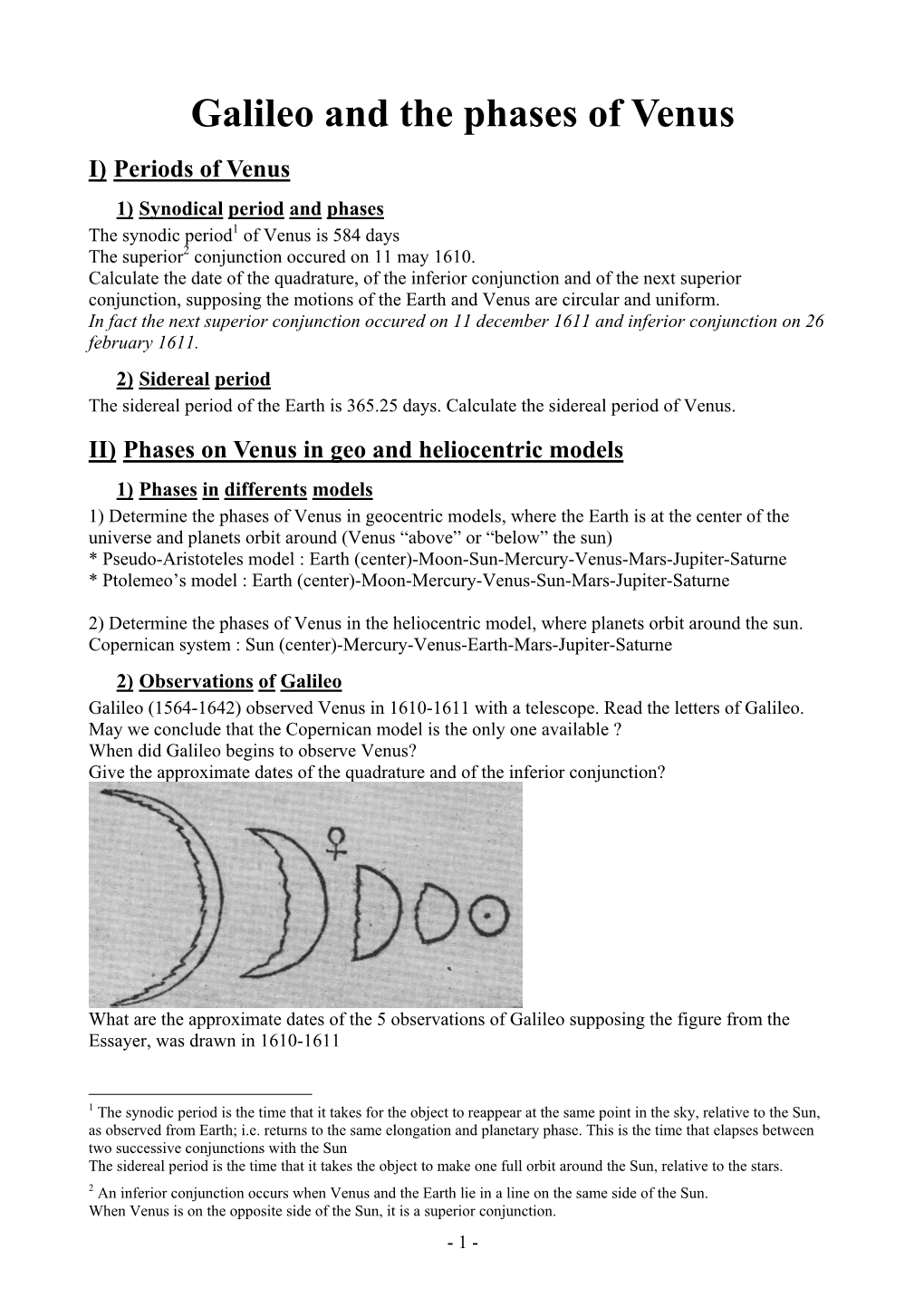 Phases of Venus and Galileo