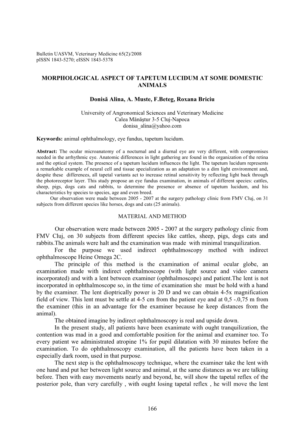 Morphological Aspect of Tapetum Lucidum at Some Domestic Animals