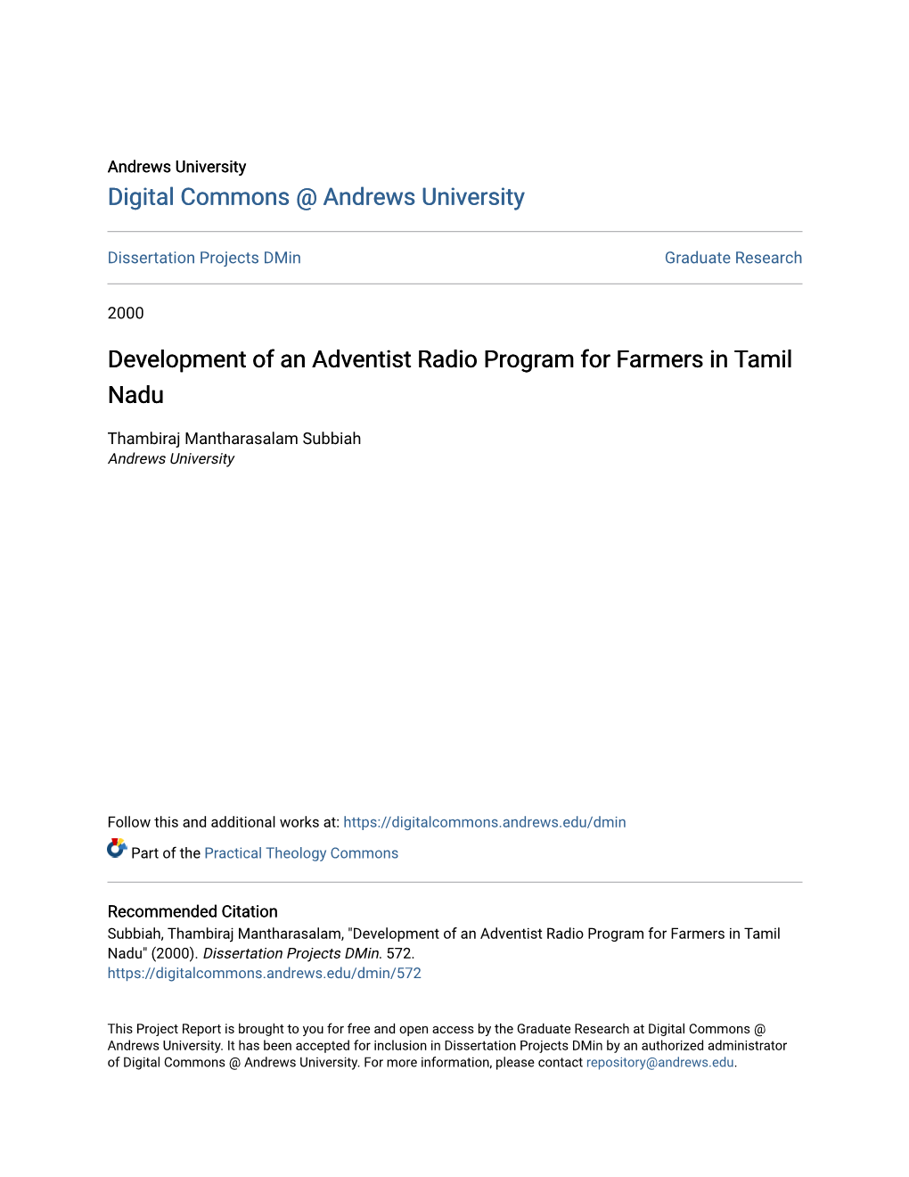 Development of an Adventist Radio Program for Farmers in Tamil Nadu