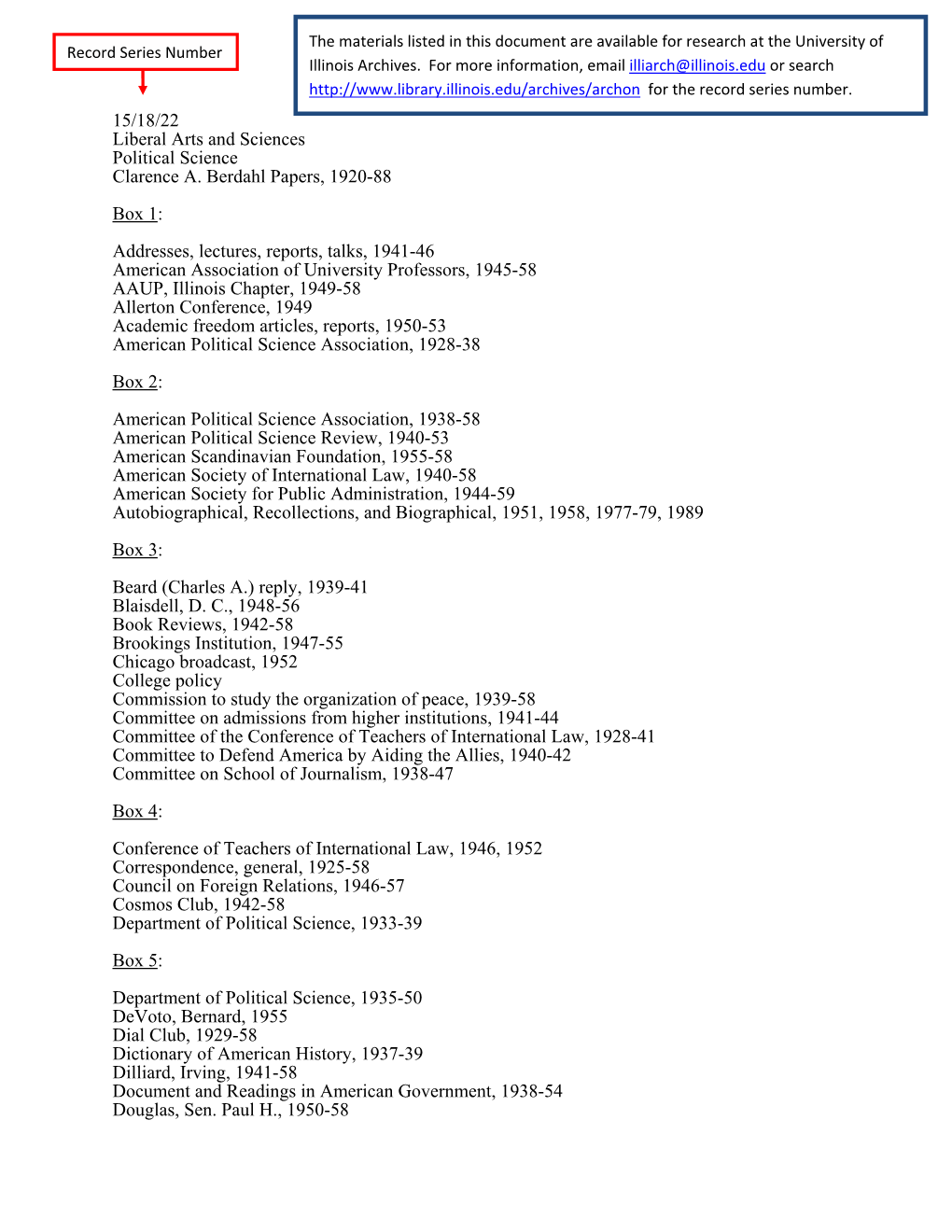 15/18/22 Liberal Arts and Sciences Political Science Clarence A